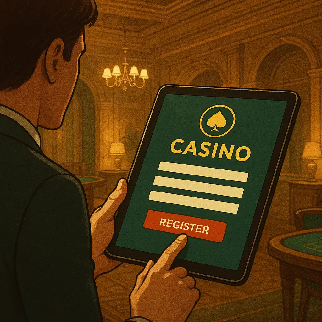 Player registering an account on a tablet at the clubhouse